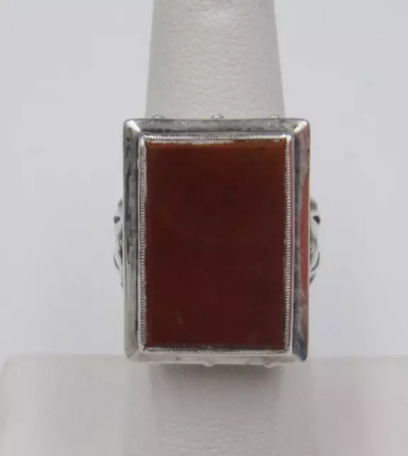 Antique Victorian Sterling Silver & Carnelian Statement Cocktail Ring Size 6