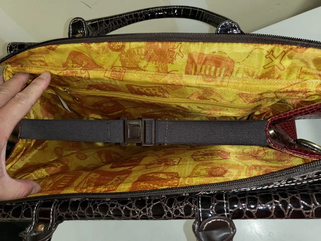 Samantha Brown Dowel Travel Bag Croc Embossed Red Brown Weekender Carry On 10