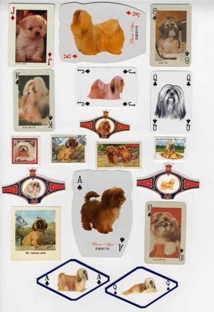 Lhasa Apso Collection Of Dog Collectable Cards Stamps & Bands