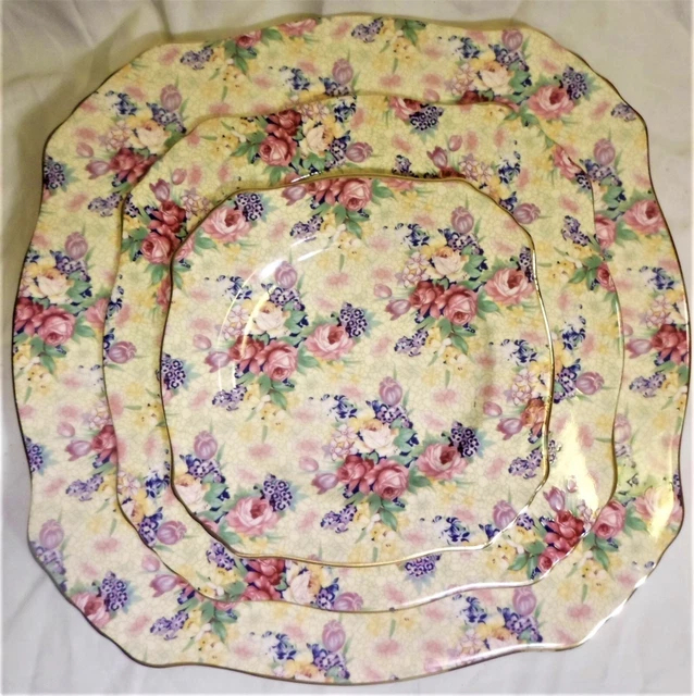 ROYAL WINTON Grimwades Welbeck Chintz Place Setting Dinner Salad & Bread Plates