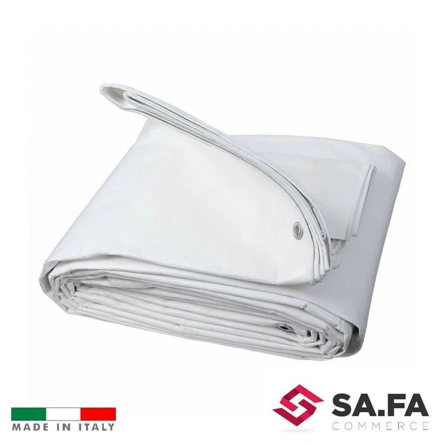 Telo Telone In Polietilene Bianco Occhiellato Con Rinforzo Pvc Impermeabile
