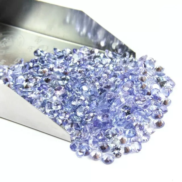 Lot de gros de 2 mm de taille de facette ronde naturelle de tanzanite en...