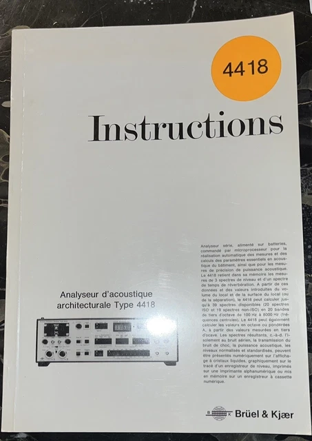 Notice D'utilisation Originale Bruel & Kjaer 2618 En Français – état Correct