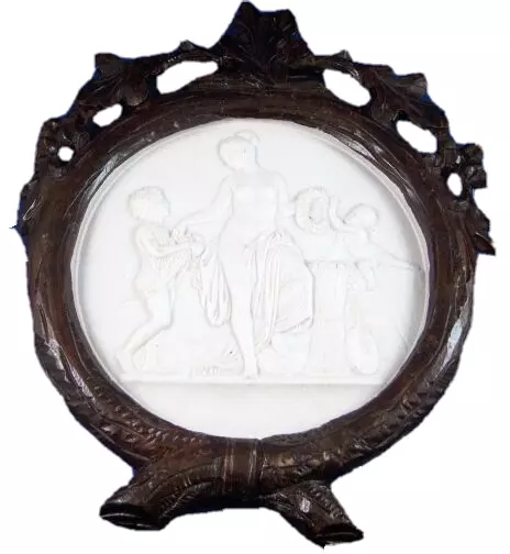 Bing & Grondahl Porcelain Sculpted Plate Wood Porcelain Frame Image B&G