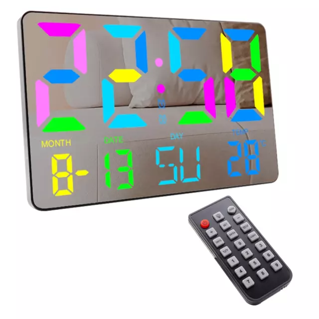 Orologio da parete digitale grande display, orologio LED arcobaleno 11,2 pollici con data, 3098