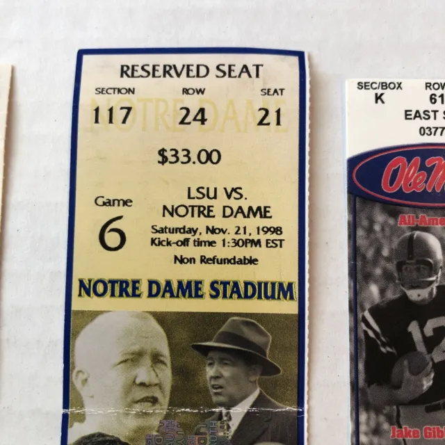 LSU College Football Tickets . LSU/OLE MISS/ Florida/Georgia/Notre Dame 95-09 5