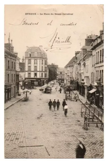 Cpa Animee Dos Non Divise / 27 Eure / Evreux La Place Du Grand Carrefour 1903
