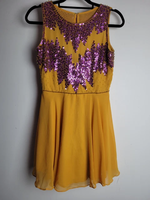 VIRGOS LOUNGE YELLOW Dora sequin embellished party skater dress UK 8 summer  32.50 - PicClick UK