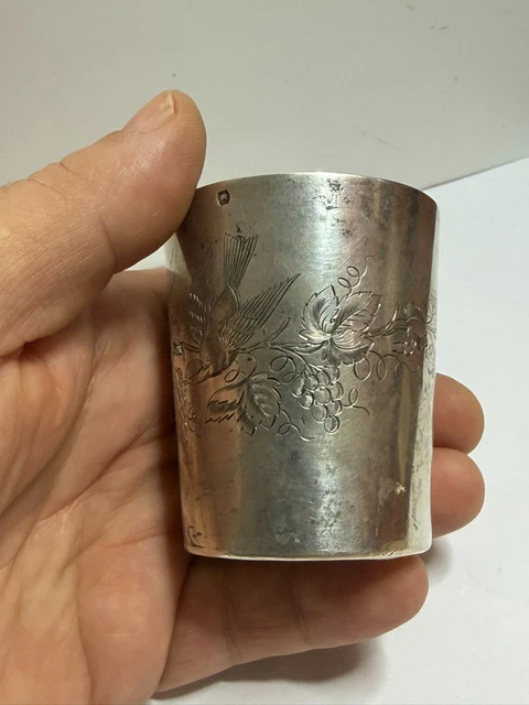 Timbale En Argent Massif Poinçon Minerve Décor Art Nouveau - Occasion Bon état