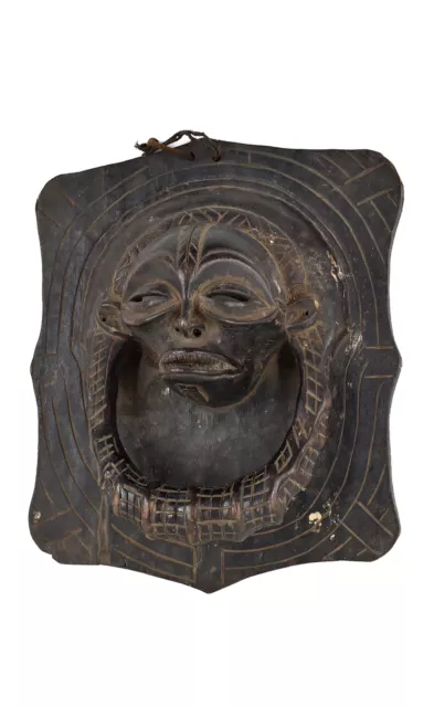 Chokwe Plank Mask With Face Angola Wood African Art