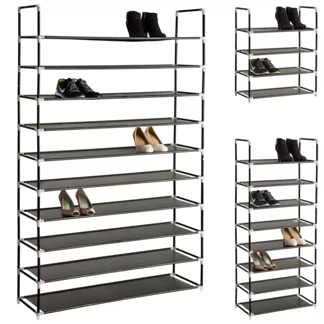 Etagère chaussures modulables - 10 niveaux - 100x30x175 cm - jusqu'à 50  paires de chaussures - meuble à chaussures