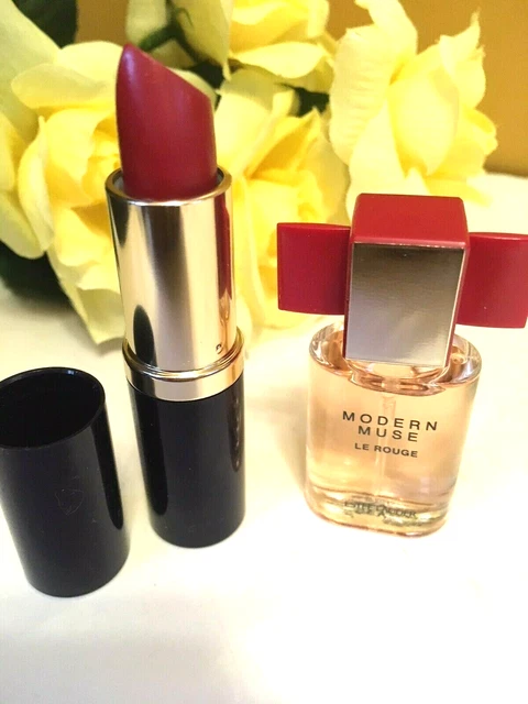 Lápiz labial crema Estee Lauder sirena escarlata y musa moderna talla de viaje NUEVO