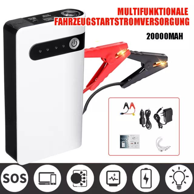 20000mAh Auto KFZ Starthilfe Jump Starter 12V Ladegerät Booster Power Bank PKW