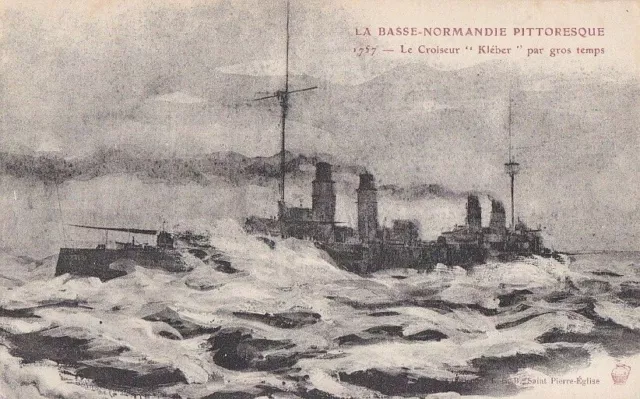 CPA 50 NORMANDIE MARINE CHERBOURG Le Croiseur KLEBER par gros temps  1902-1917
