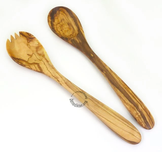 SALATBESTECK ~AH~ 2 tlg. ~ OLIVENHOLZ ~ 30 cm Salat-Besteck Servierbesteck