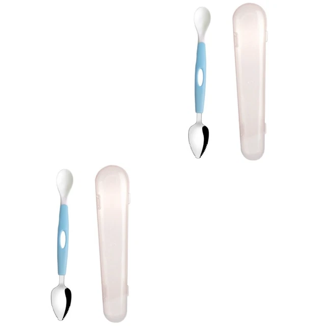 Juego de 2 cubiertos de cuchara de acero inoxidable raspador de doble extremo cuchara para servir