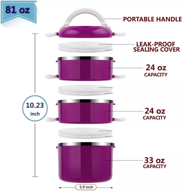 Termos Para Comida Grande 81 Oz Caliente Caliente De Portatil Acero Inoxidable 2