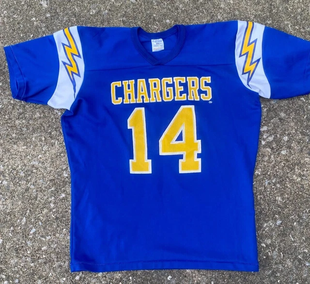 VINTAGE 80s DAN FOUTS SAN DIEGO CHARGERS RAWLINGS MENS NFL JERSEY - Men's LARGE