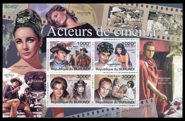 Actor, Actress, Film, Camera, Cinema, Burundi 2011 MNH SS