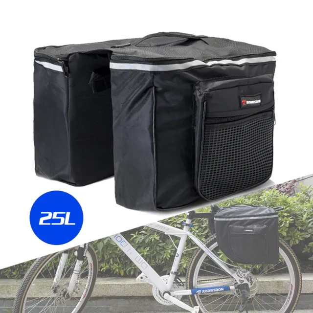 MTB Bicycle Carrier Bag Rear Rack Bike Trunk Luggage Double Pannier Back Seat