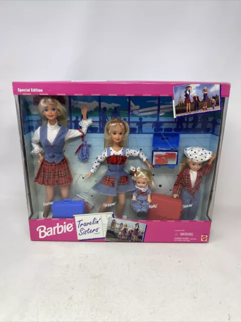 1995 Barbie Travelin' Sisters Playset  Barbie Skipper Kelly Stacie Mattel