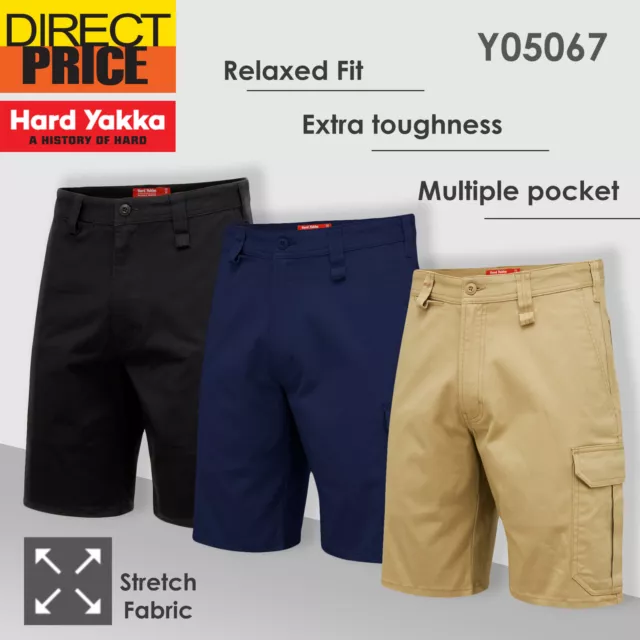 Hard Yakka Work Shorts Tradie Heavy Duty Stretch Drill Cargo Short Y05067 NEW