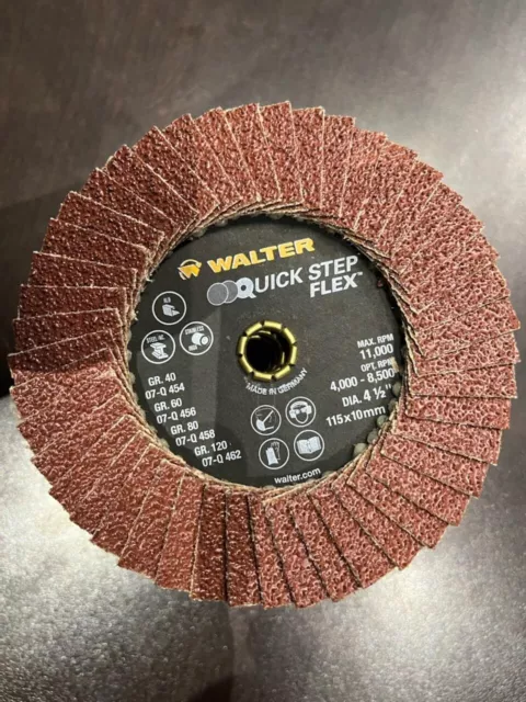 Walter 07Q456 4.5" 60 Grit Quick-Step Flex Flap Disc (Pack of 9)