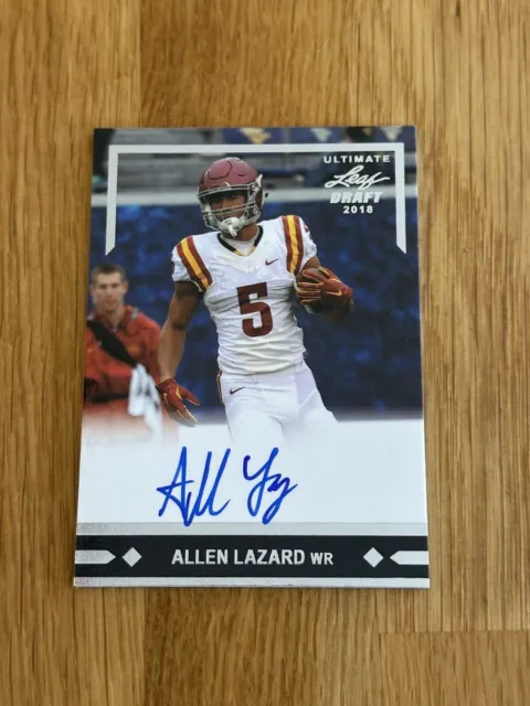 Allen Lazard On Card Autograph Card Leaf Ultimate Draft 2018
