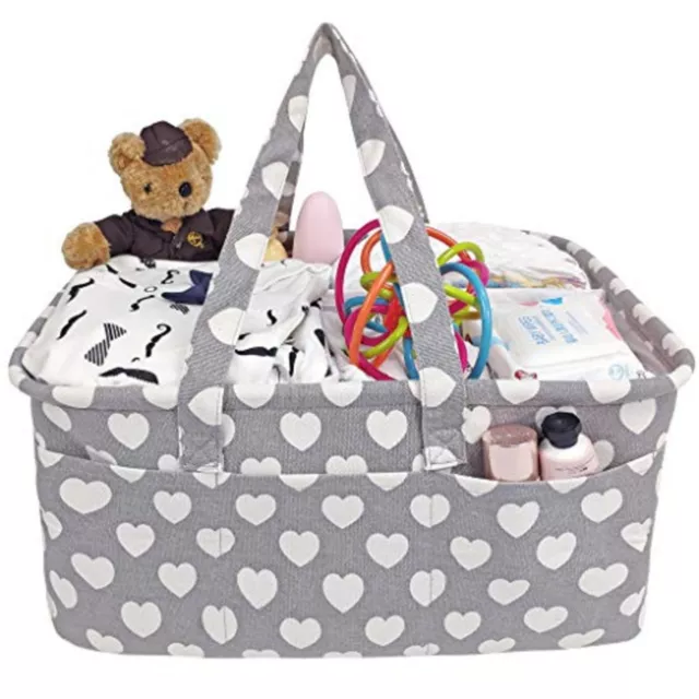 Baby Diaper Organizer, Canvas Storage Basket Nursery Nappy Organisers with...