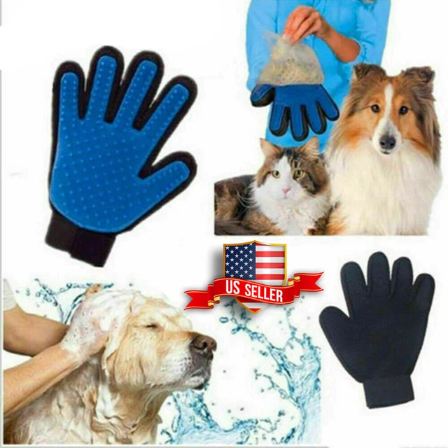 Gentle Pet Dog Cat Grooming Glove Deshedding Hair Brush Massage Fur Removal Tool