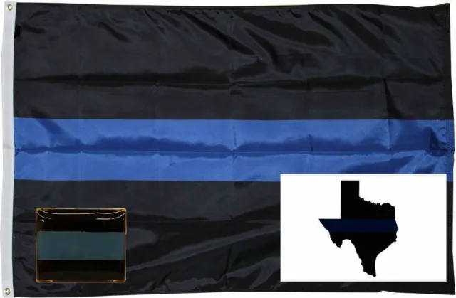 Wholesale 3x5 Police Thin Blue Line Flag / Decal Sticker / Lapel Pin Set 2