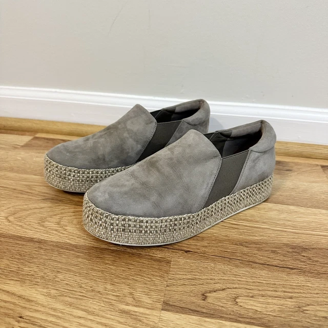 Vince Wilden espadrille suede platform slip on shoes sneaker grey size 7.5