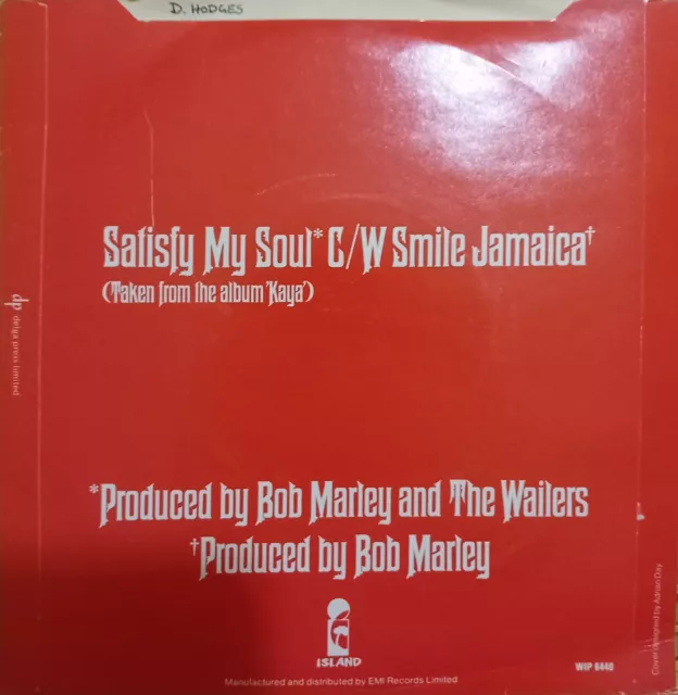 Bob Marley and The Wailers "Satisfy My Soul" Mint WIP 6440 1978 Single 2