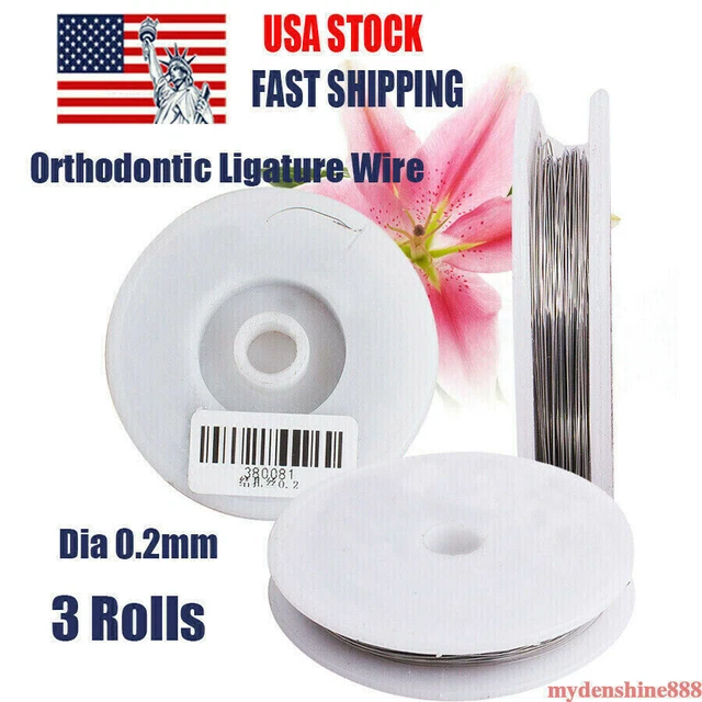 3PCS Dental Oral Orthodontic Stainless Steel Brace Ligature Wire Spool 0.2mm 30g