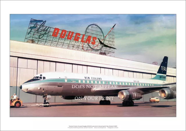 TEAL Douglas DC-8 A3 Art Print – Douglas Factory 1965 – 42 x 29 cm Poster