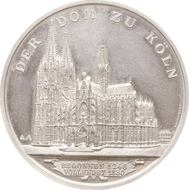 Stadt Köln, Große Zinnmedaille 1880, Drentwett, auf die Domvollendung