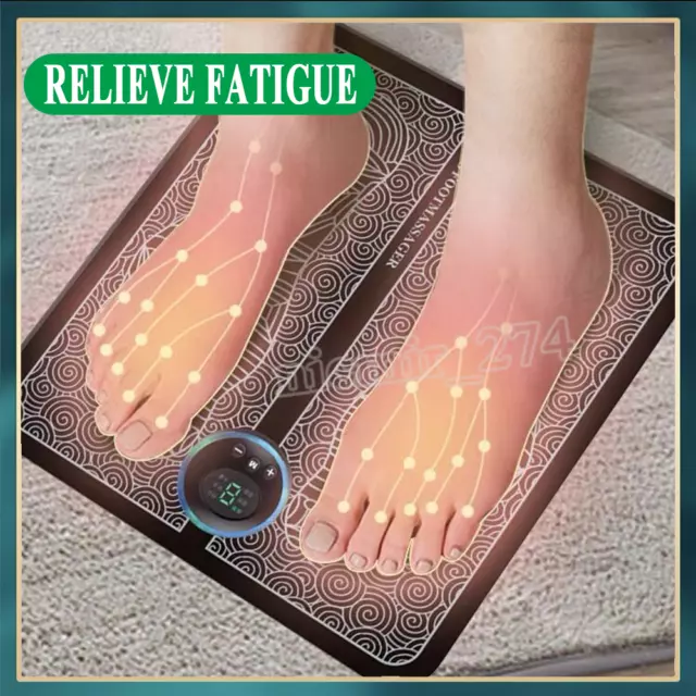 EMS Foot Massager Mat Electric Pad Blood Muscle Circulation Relief Pain LED USB