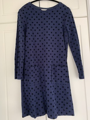 White Stuff Sweat Dress. Blue With Navy Spot Size 12