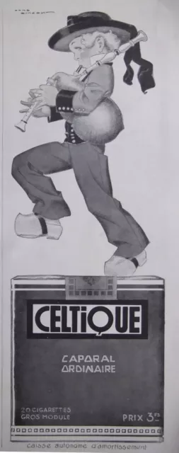 Publicité Presse 1935 Cigarettes Celtique Caporal Ordinaire - Bignou - Tabac