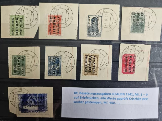 Deutsche Besetzung Litauen 1941, Mi 1- 9, gestempelt, Mi 450€, alle geprüft!