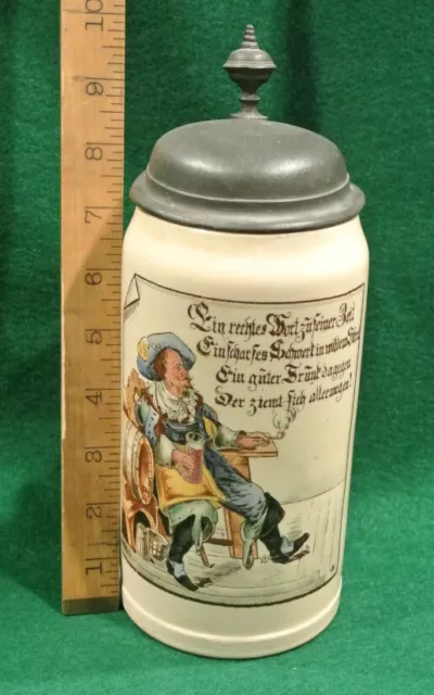 Antique Mettlach Villeroy & Boch Lidded Beer Stein #1526 PUG c.1898