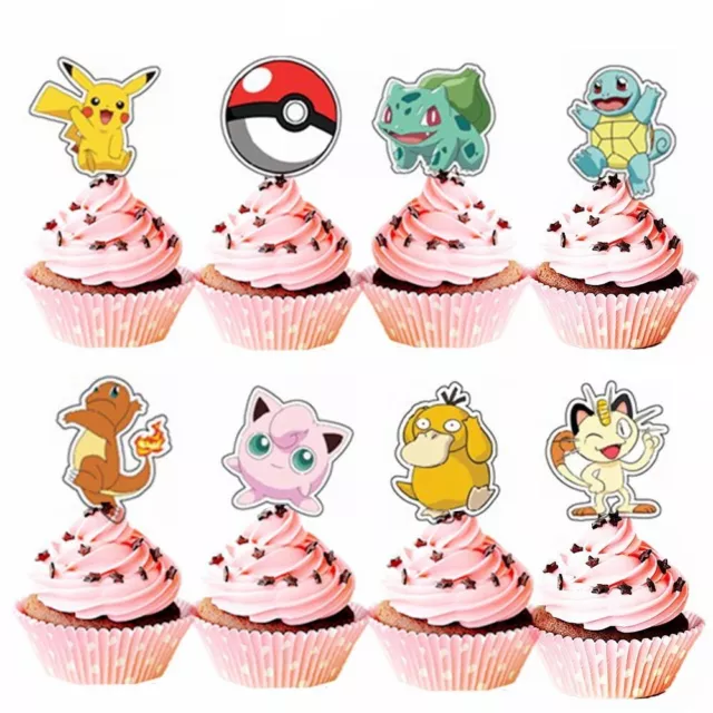 Pokémon Cupcake Topper 24pcs Pokemon Cup Cake Decoration Toppers Party Supplies