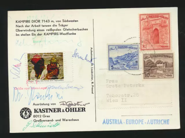 Österreichische Karakorum Expedition 1974 + Unterschriften der Teilnehmer