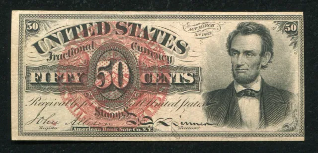Fr. 1374 50 Fifty Cents Fourth Issue Fractional Currency Note “Lincoln” Xf