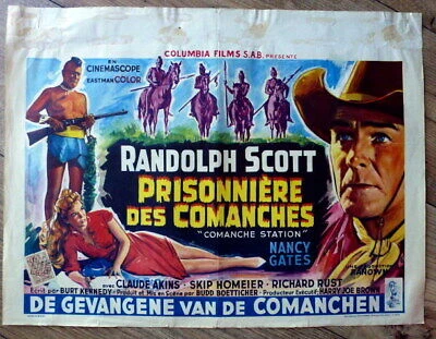 belgian poster western COMANCHE STATION, RANDOLPH SCOTT, NANCY GATES, INDIENS