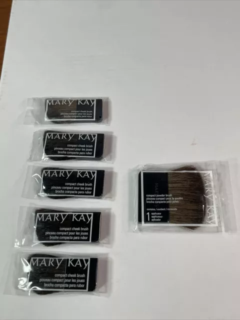 Lot Of 1 Mary Kay Compact Powder Brush & 5 Compact Cheek Brushes/ New/ Read Lot Of 1 Mary Kay Compact Powder Brush & 5 Compact Cheek Brushes/ New/ Read