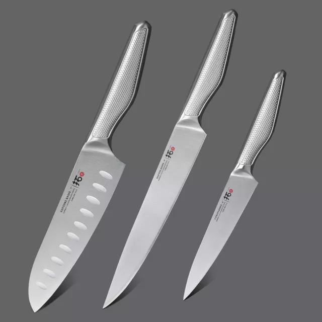 3Pcs TURWHO Kitchen Utility Slicing Santoku Knife German Stainless Steel Knives