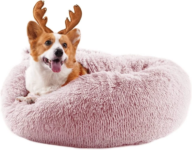 Calming Dog Bed Small Medium Large Anti Anxiety Dogs Beds Blanket Washable Beige