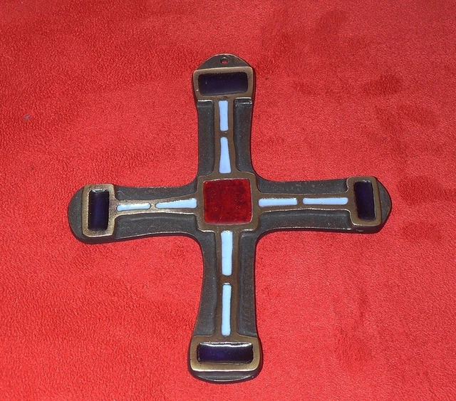 Pendentif Vintage En Bronze Et émail Signé WILLY, Années 1950 - Bijou D'artiste, Bon état