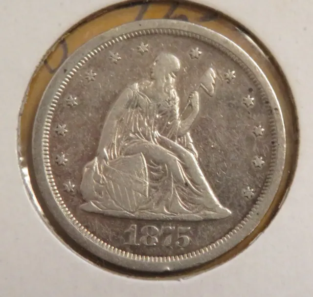 1875-S Twenty Cent Piece. VF-Cleaned